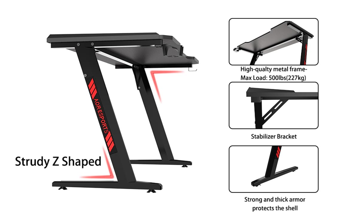 Z Shaped Eco-Friendly 100/120/140cm Gaming Desk For Office Z2-7 Z-förmiger, umweltfreundlicher 100/120/140 cm Gaming-Schreibtisch für das Büro Z2-7