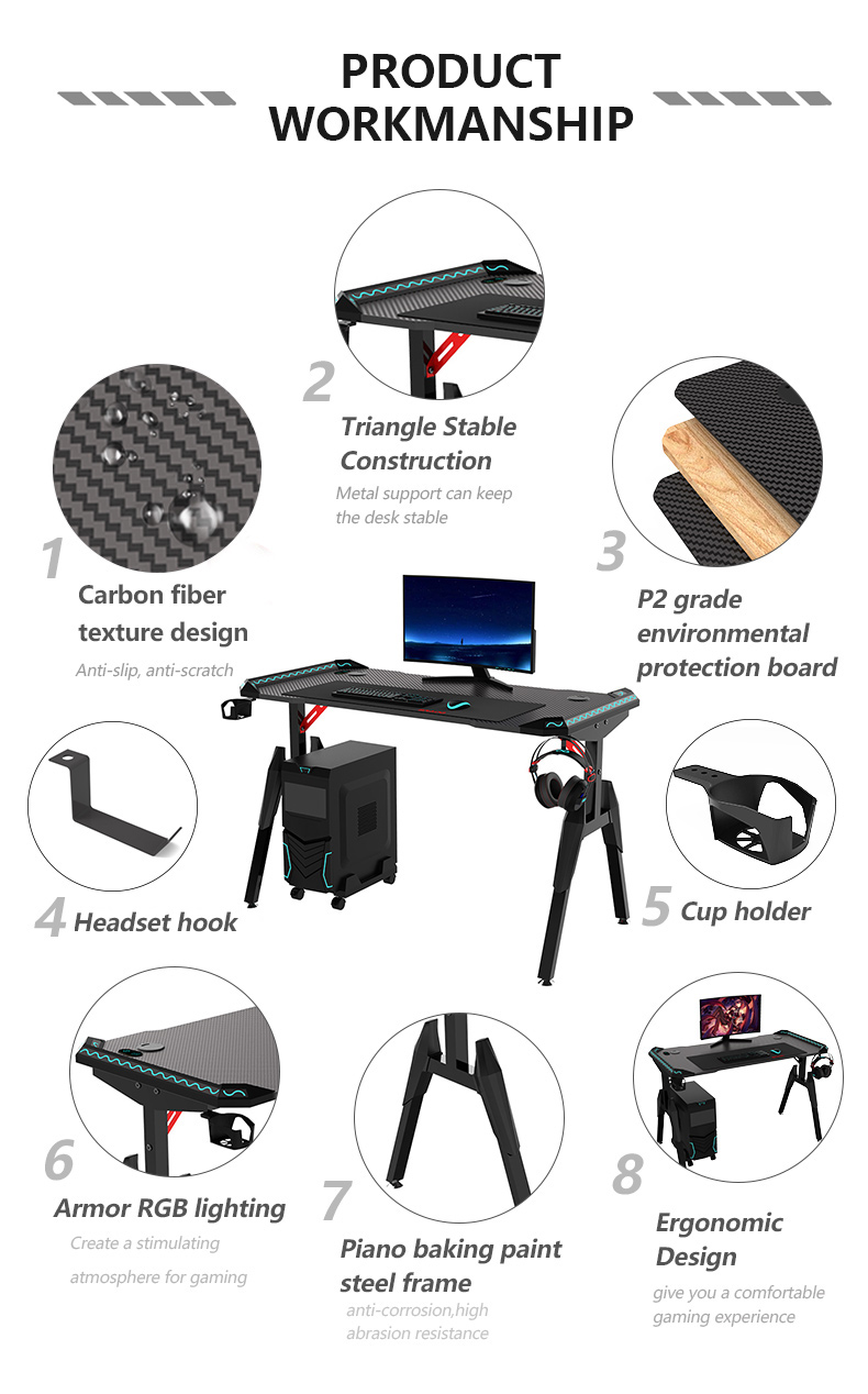 T Shaped Eco-friendly Ergonomic Design Office Gaming Desk T1-C T-förmiger, umweltfreundlicher, ergonomisch gestalteter Büro-Gaming-Schreibtisch T1-C