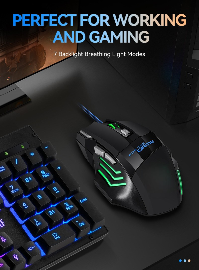 Wired Game Mouse 7-Button Dazzling Breath Light Game Mouse Kabelgebundene Spielmaus, 7 Tasten, blendende Atemlicht-Spielmaus