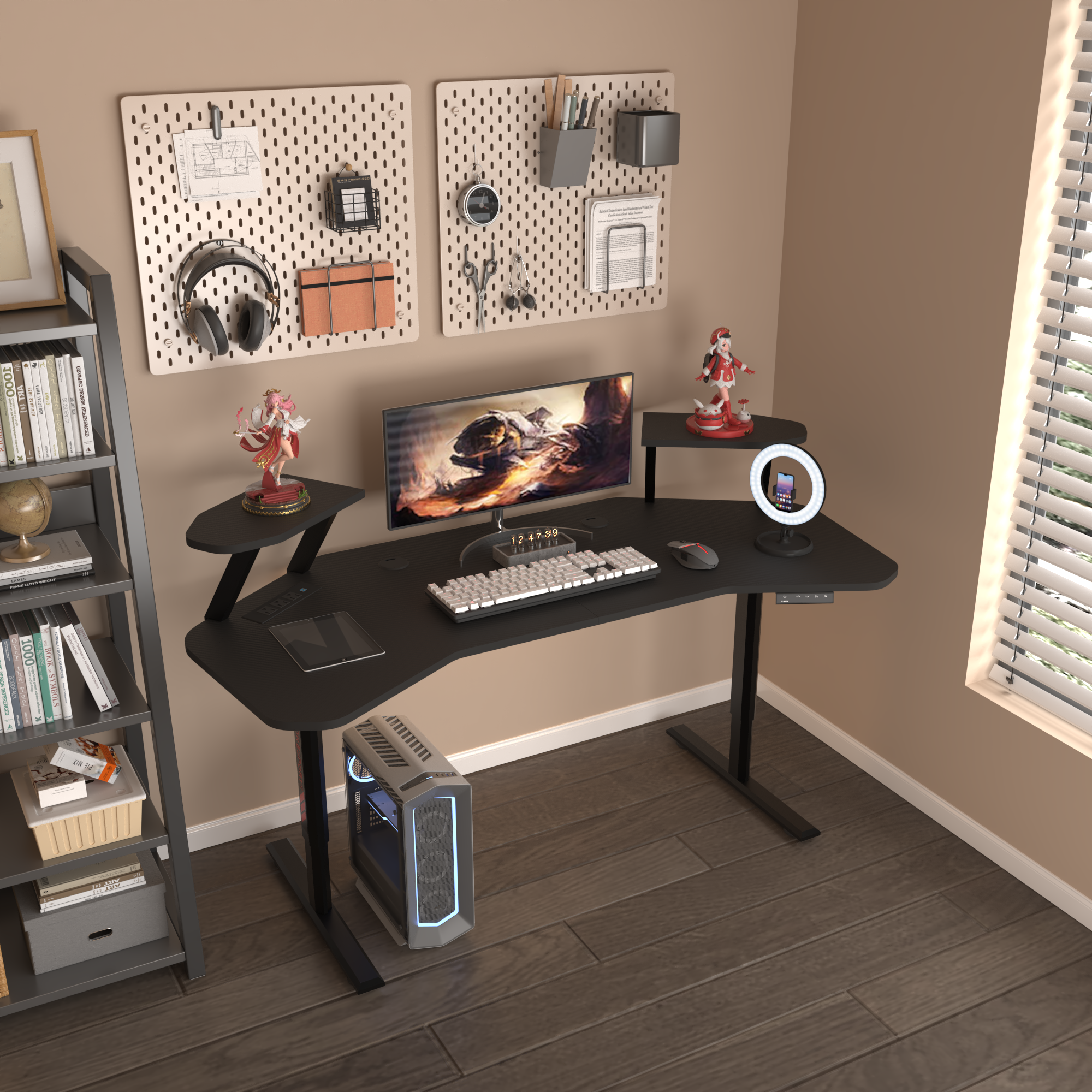 AOR ESPORTS Elektrisch höhenverstellbarer Bürotisch mit Monitorständer