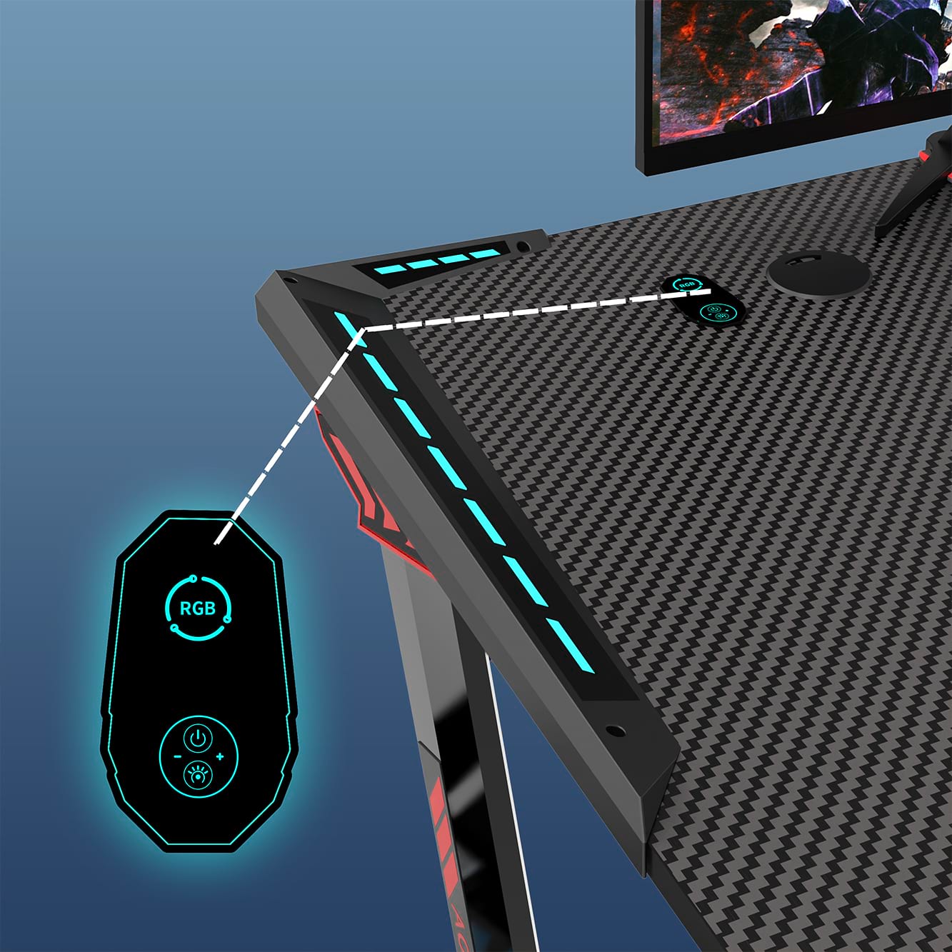 Gaming-Schreibtisch aus Spanplatten der G&uuml;teklasse P2 mit ergonomischem Design f&uuml;r B&uuml;ro L1-7