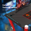 Gaming-Schreibtisch, LED-R-förmiger Karbonfaser-Desktop-Home-Office-Schreibtisch mit Mauspad, Getränkehalter und Kopfhörerhaken, 47 Zoll, Rot