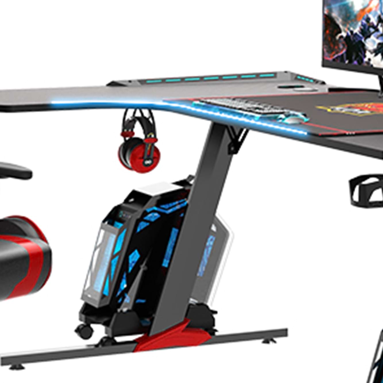 Gaming-Schreibtisch aus Spanplatten der G&uuml;teklasse P2 mit ergonomischem Design f&uuml;r B&uuml;ro L1-7