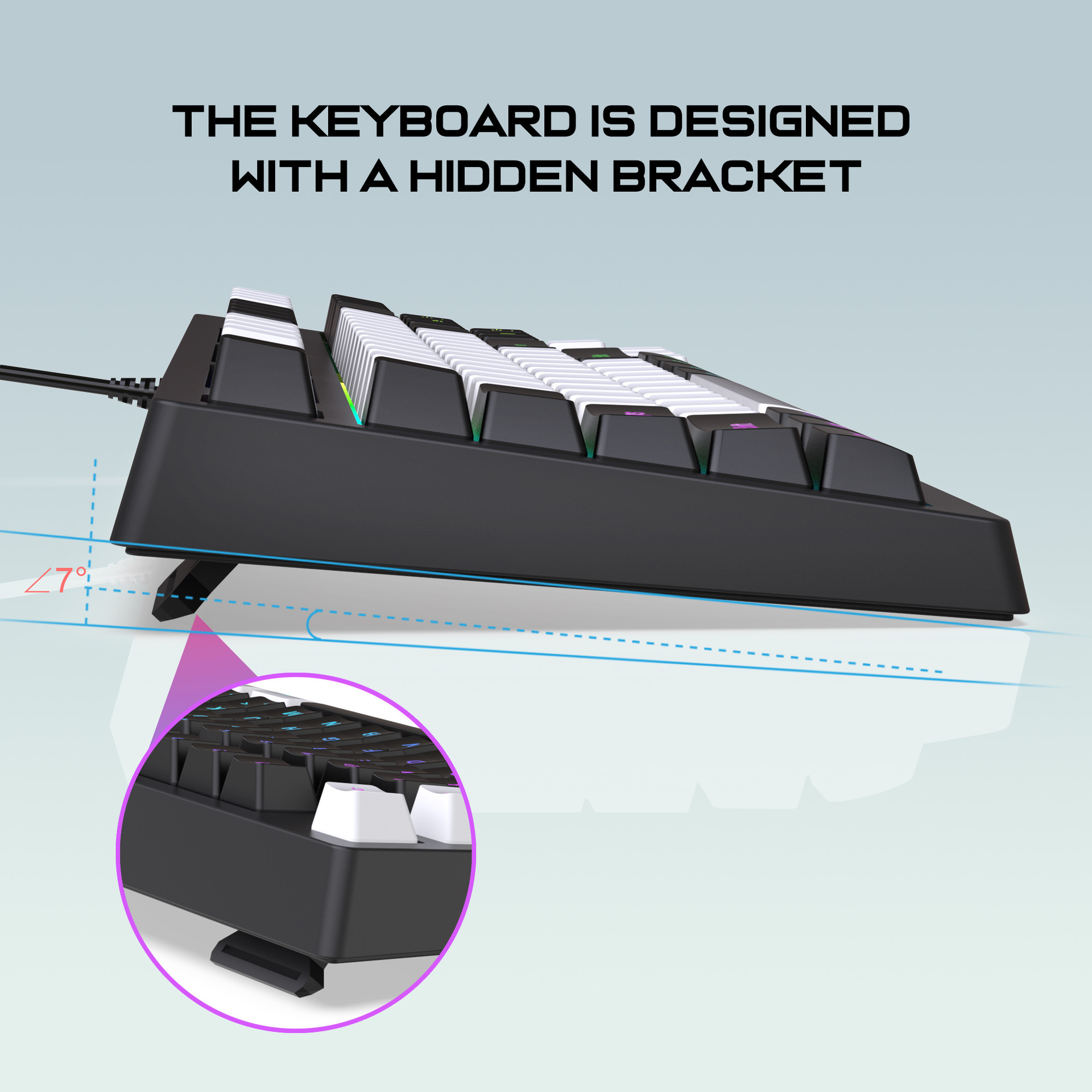 Gaming-Tastatur G69, kabelgebundene Tastatur, mechanisches Gefühl, E-Sport, RGB-Glühen, 87 Tasten, Büro, Zuhause