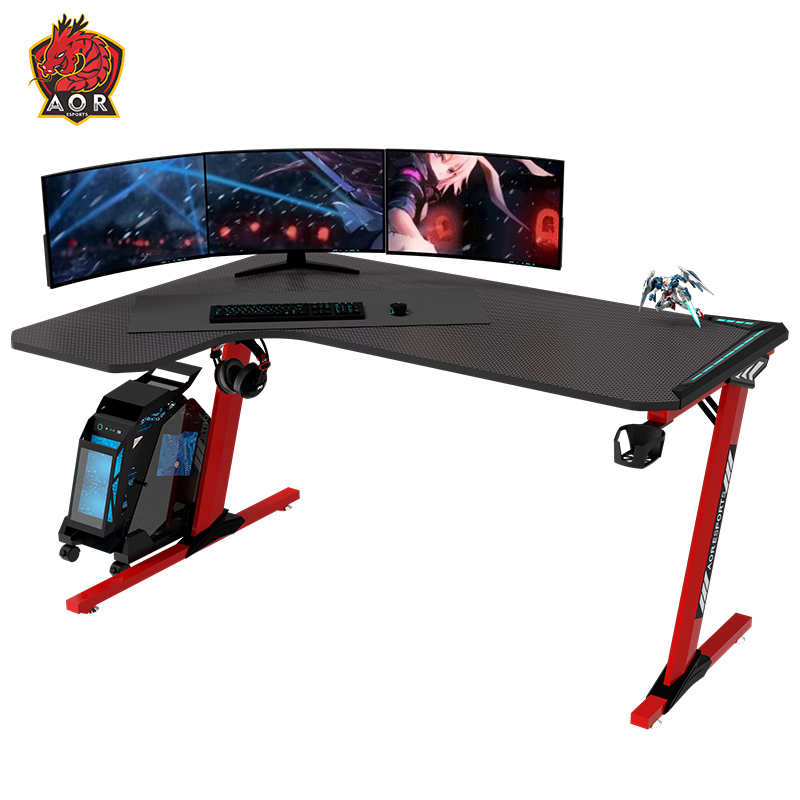 Aor Esports L-förmiger, umweltfreundlicher RGB-Gaming-Schreibtisch aus Spanplatte, 140/160 cm, L1-7