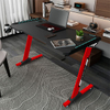 Büro-Gaming-Schreibtisch in Z-Form, 119,4 cm (47 Zoll), Spanplatten-Schreibtisch mit Mauspad, Gamer-Tische mit Getränkehalter und Kopfhörerhaken