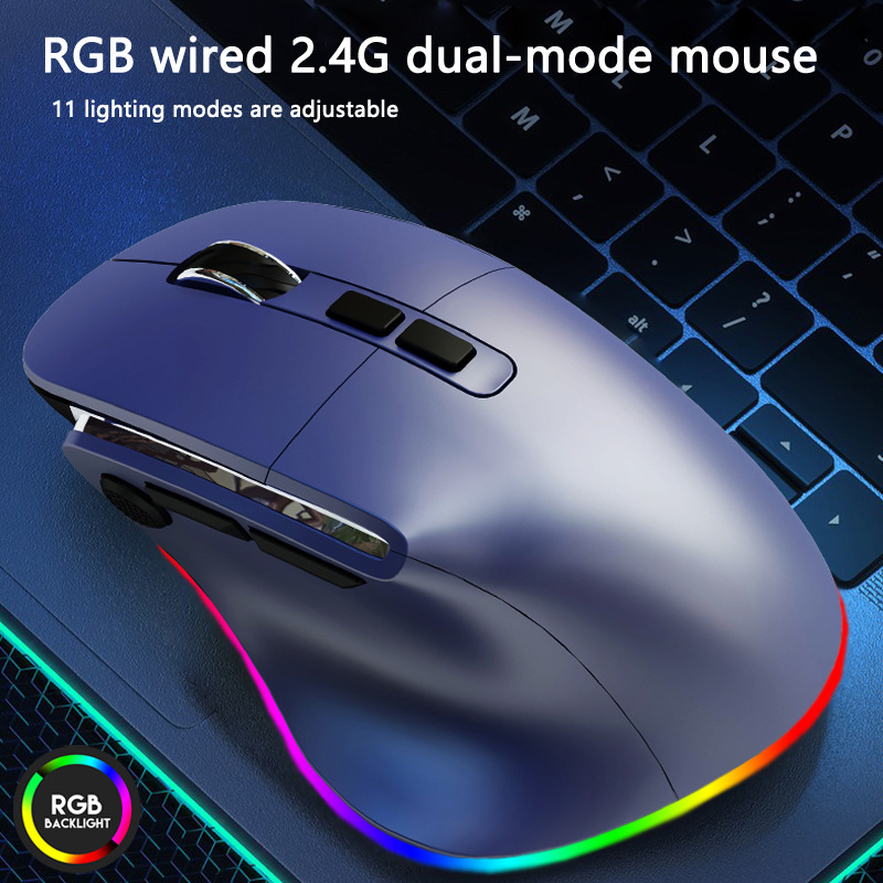 2,4 g kabellose Maus mit Dual-Modus, kabelgebunden, kabellose Pferdelicht-Lade-Gaming-Maus