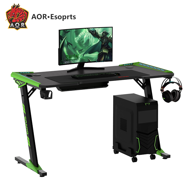 Z-förmiger, umweltfreundlicher Gaming-Schreibtisch mit Kohlefaserstruktur für zu Hause Z5-7