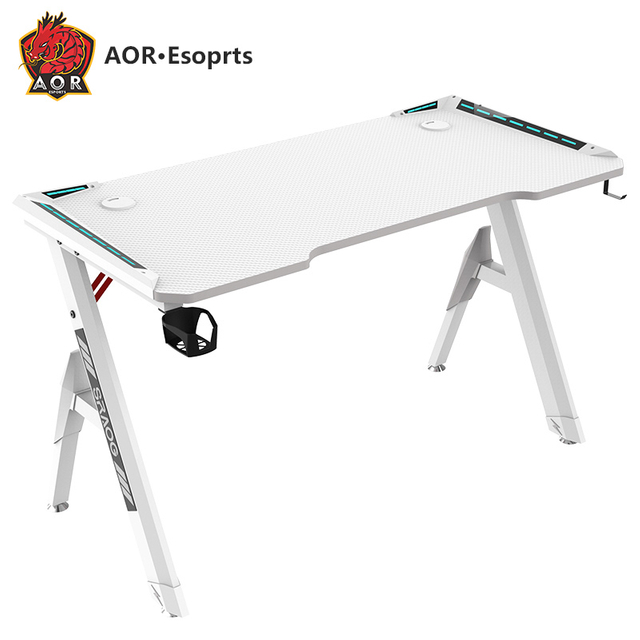 R-förmiger, umweltfreundlicher, integrierter Gaming-Schreibtisch mit RGB-Licht