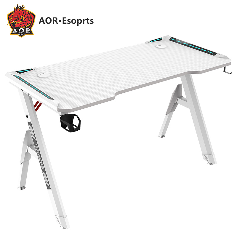 R-förmiger, umweltfreundlicher, integrierter Gaming-Schreibtisch mit RGB-Licht