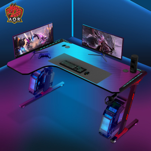Aor Esports L-förmiger, umweltfreundlicher RGB-Gaming-Schreibtisch aus Spanplatte, 140/160 cm, L1-7