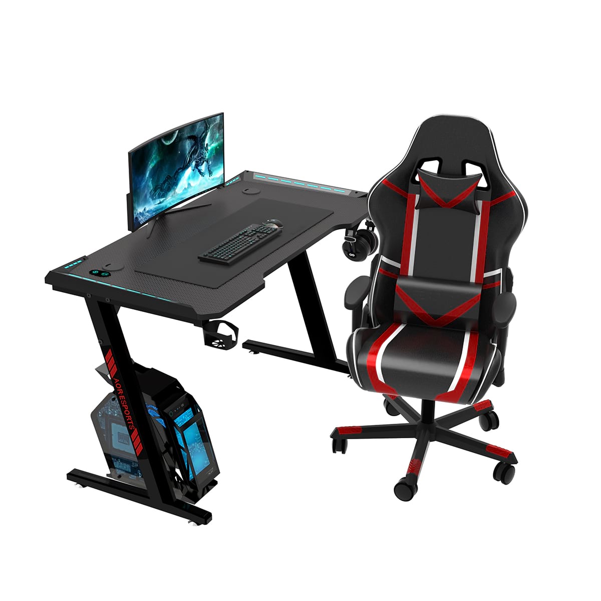 Z-f&ouml;rmiger, umweltfreundlicher 100/120/140 cm Gaming-Schreibtisch f&uuml;r das B&uuml;ro Z2-7