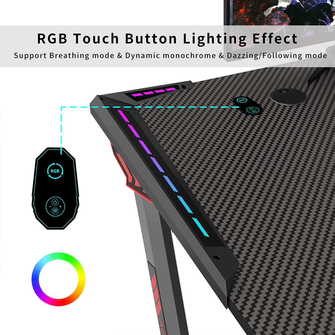 Gaming-Schreibtisch aus Spanplatten der G&uuml;teklasse P2 mit ergonomischem Design f&uuml;r B&uuml;ro L1-7