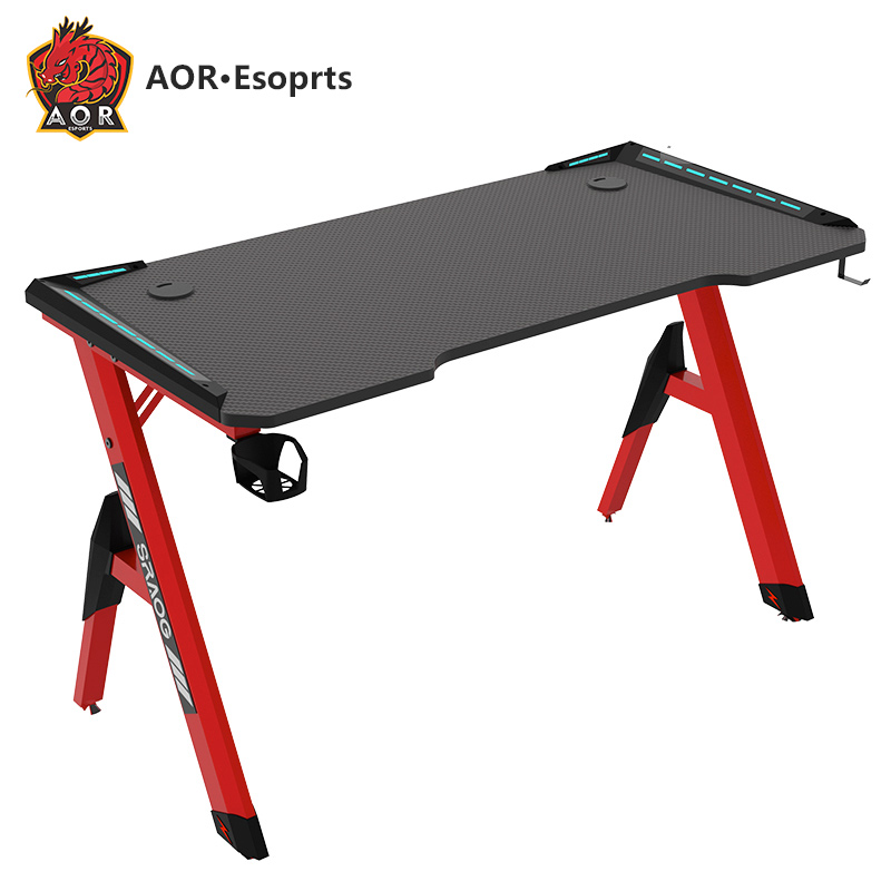 R-förmiger, umweltfreundlicher, integrierter Gaming-Schreibtisch mit RGB-Licht