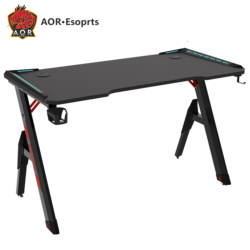 R-förmiger, umweltfreundlicher, integrierter Gaming-Schreibtisch mit RGB-Licht